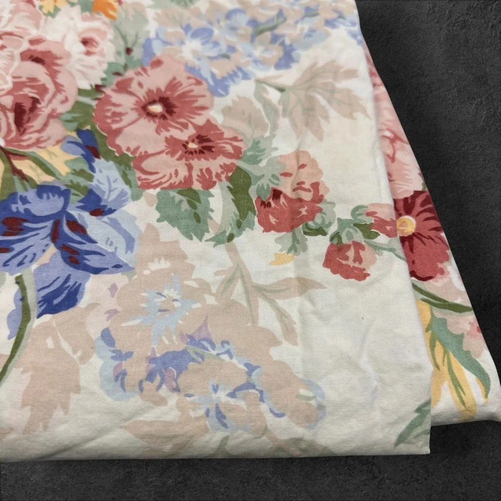 Ralph Lauren Southampton Vintage Floral Chintz Full Fitted Sheet USA Pink Blue